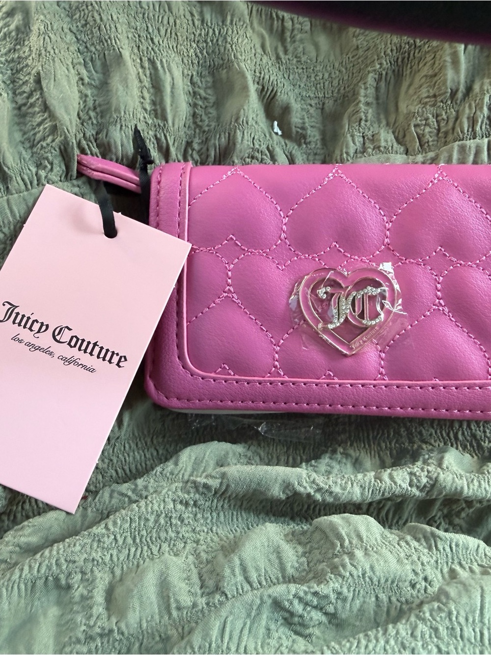 Juicy Couture Hot Pink Quilted Heart Logo Wallet